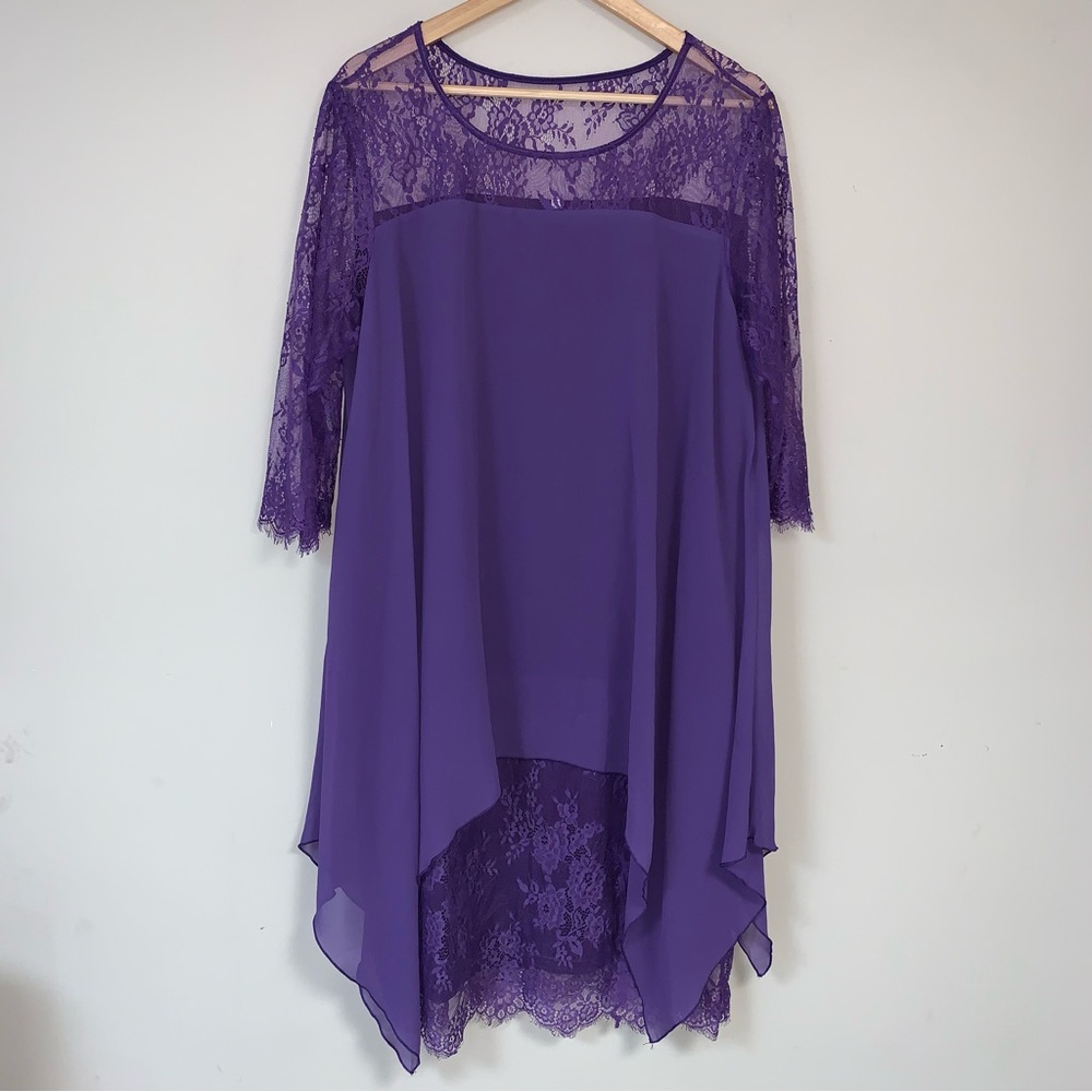 Lace Dress Women 2XL Purple Formal Party Mother Bride Wedding Guest Event Summer - Picture 5 of 12